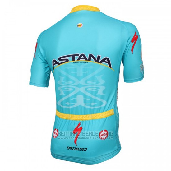 2016 Fahrradbekleidung Astana Hellblau Trikot Kurzarm und Tragerhose